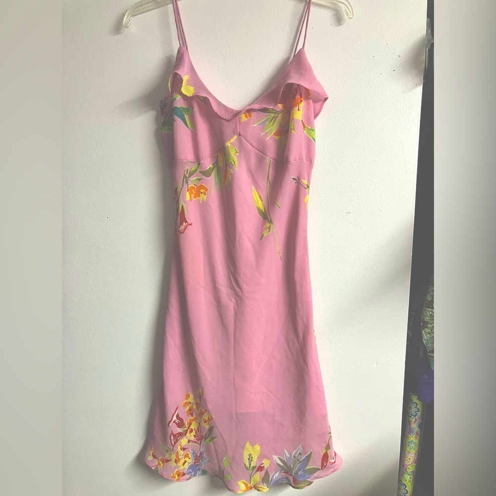 Womenβs Sundress, Size 9/10 (Junior), Pink/Floral, Spaghetti Straps